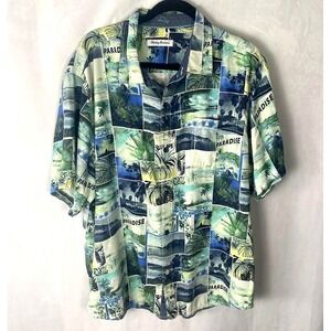 Tommy Bahama Shirt Men 2XLT‎ Silk Hawaiian Short Sleeve Island Snapshot Paradise